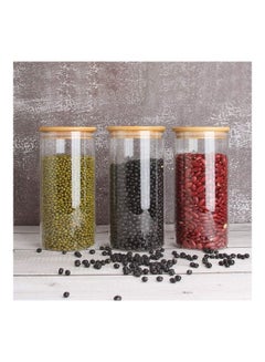 XiuWoo 3-Piece Glass Storage Jar Clear/Brown 3.15 x 7.87inch  - Image 3