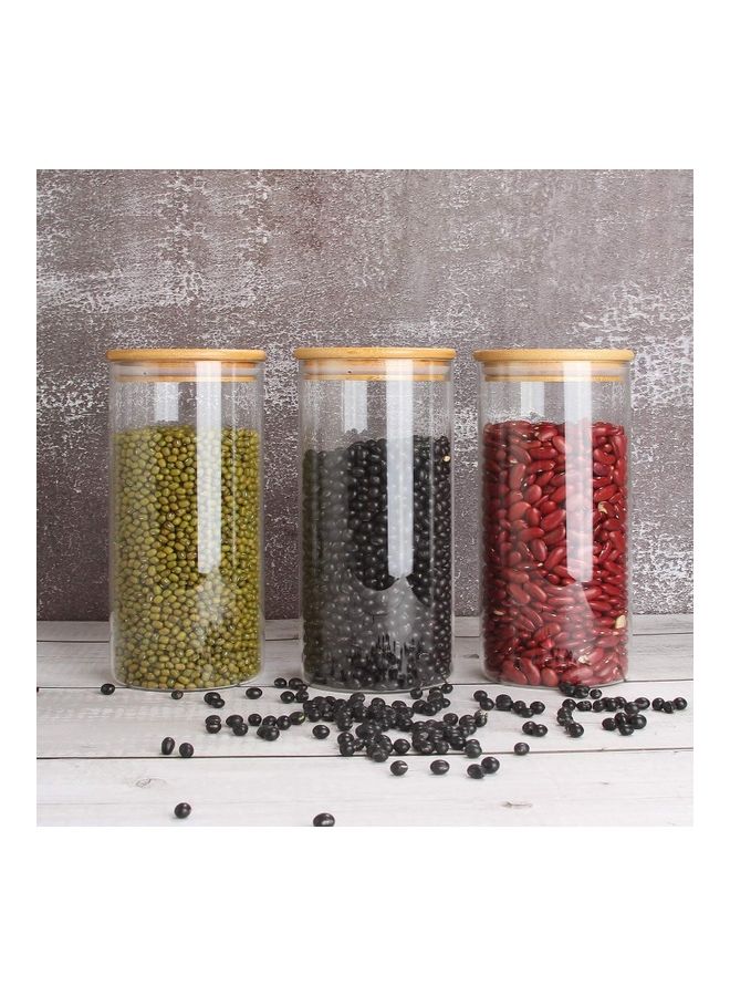 XiuWoo 3-Piece Glass Storage Jar Clear/Brown 3.15 x 7.87inch  - Image 3