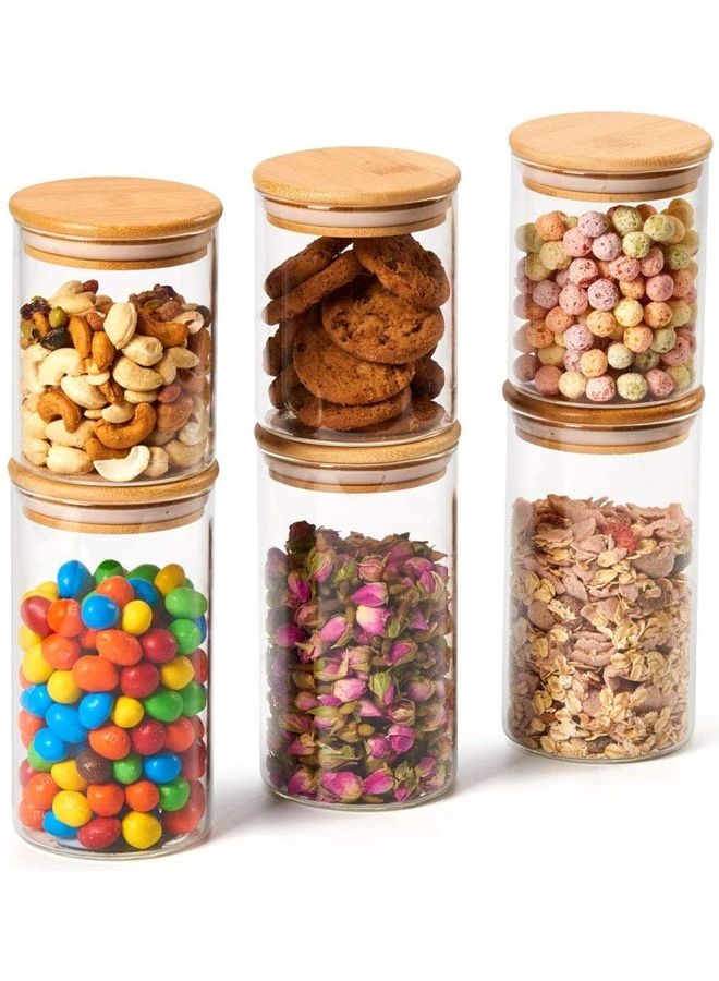 XiuWoo 6-Piece Glass Jars Clear/Brown 700 x 3, 450 x 3ml  - Image 1