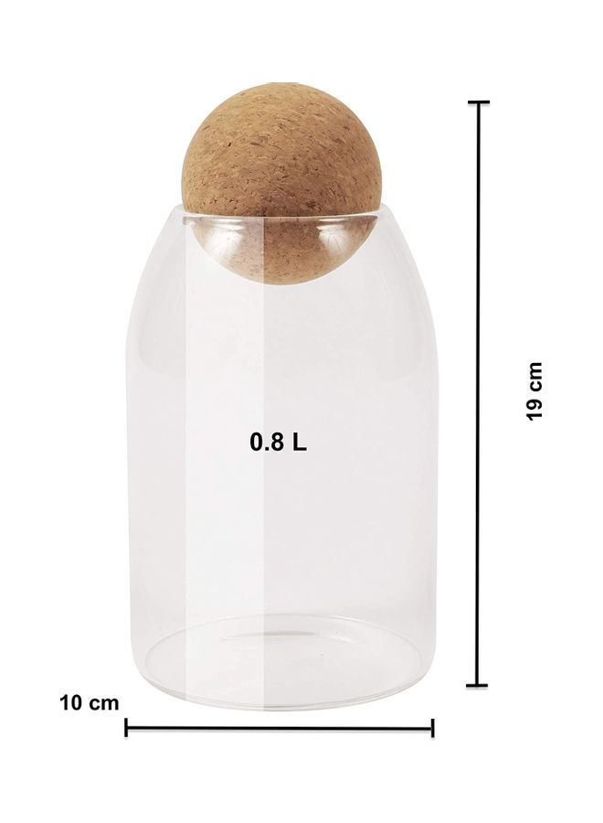 XiuWoo Glass Storage Jar with Cork Ball Clear/Brown 800ml - Image 2