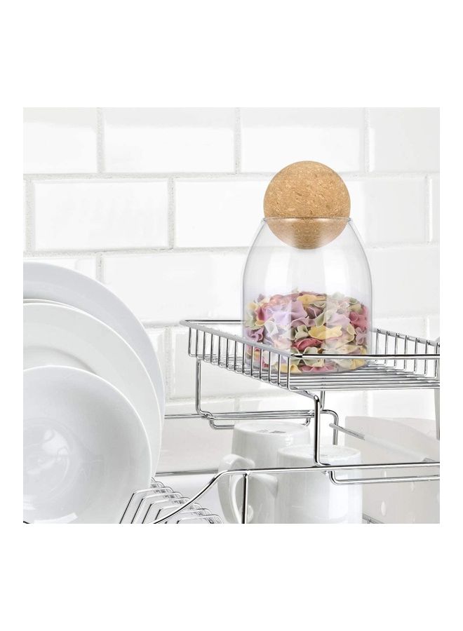 XiuWoo Storage Jar With Wood Lid Ball Clear 9.5 x 5.5 x 10.5cm - Image 2
