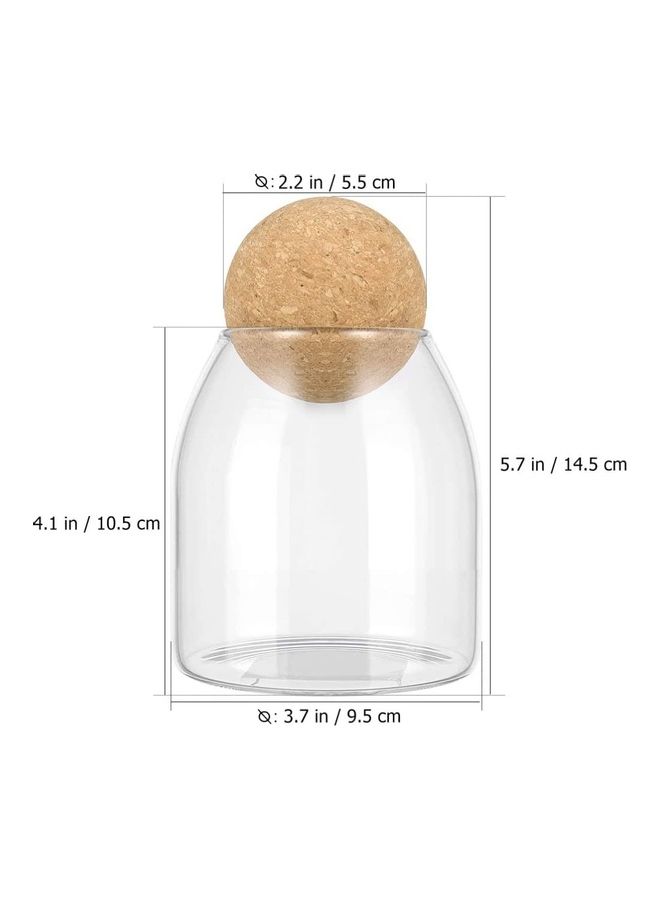 XiuWoo Storage Jar With Wood Lid Ball Clear 9.5 x 5.5 x 10.5cm - Image 3
