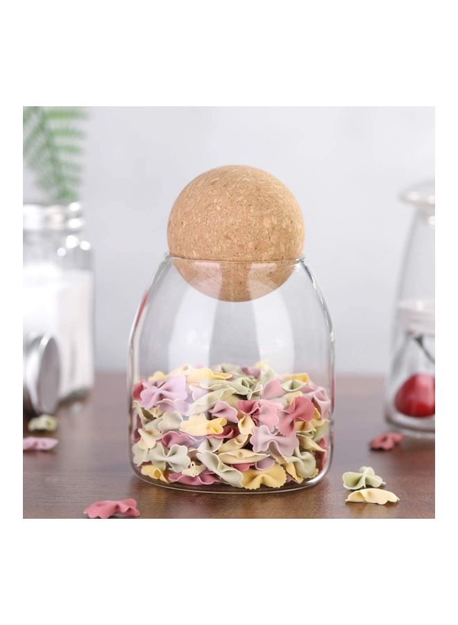 XiuWoo Storage Jar With Wood Lid Ball Clear 9.5 x 5.5 x 10.5cm - Image 4