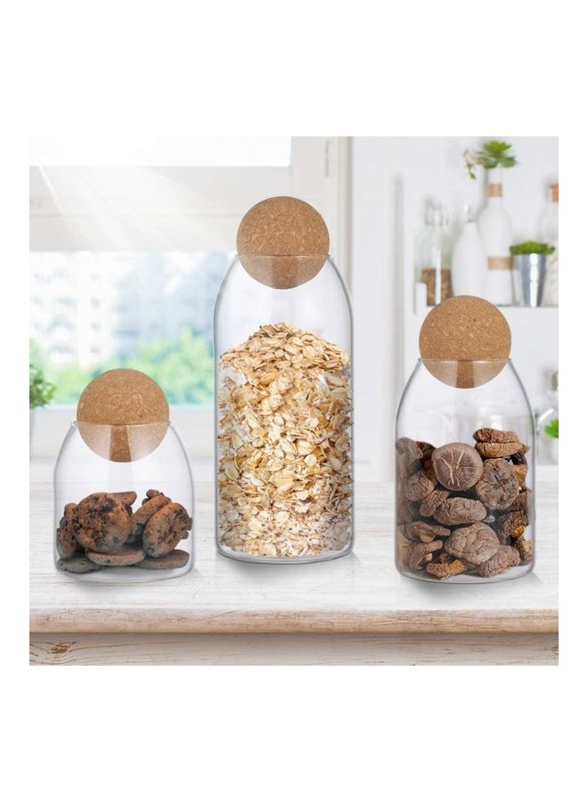 XiuWoo 3-Pieces Storage Jar with Cork Ball Clear 1 x 14, 1 x 18.5, 1 x 23.5cm - Image 4