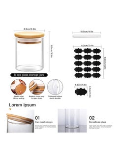 XiuWoo 8-Piece Food Storage Glass Jar with Bamboo Lid Clear 6.5 x 8.5cm  - Image 2
