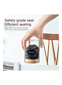 XiuWoo 8-Piece Food Storage Glass Jar with Bamboo Lid Clear 6.5 x 8.5cm  - Image 3