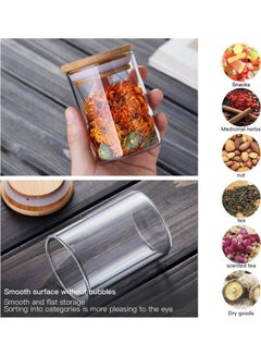 XiuWoo 8-Piece Food Storage Glass Jar with Bamboo Lid Clear 6.5 x 8.5cm  - Image 4