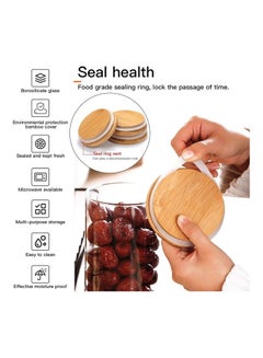 XiuWoo 8-Piece Food Storage Glass Jar with Bamboo Lid Clear 6.5 x 8.5cm  - Image 5