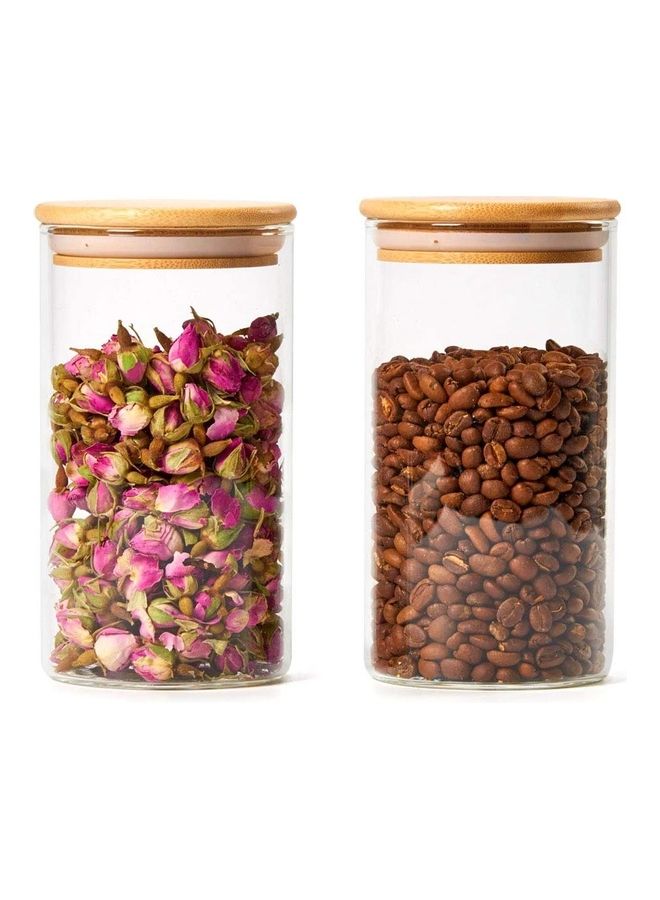 6-Piece Food Storage Glass Jars With Bamboo Lids Clear 3 x 450, 3 x 700ml