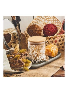 XiuWoo Set of 8 Food Storage Glass Jar With Bamboo Lid Clear 450ml  - Image 3