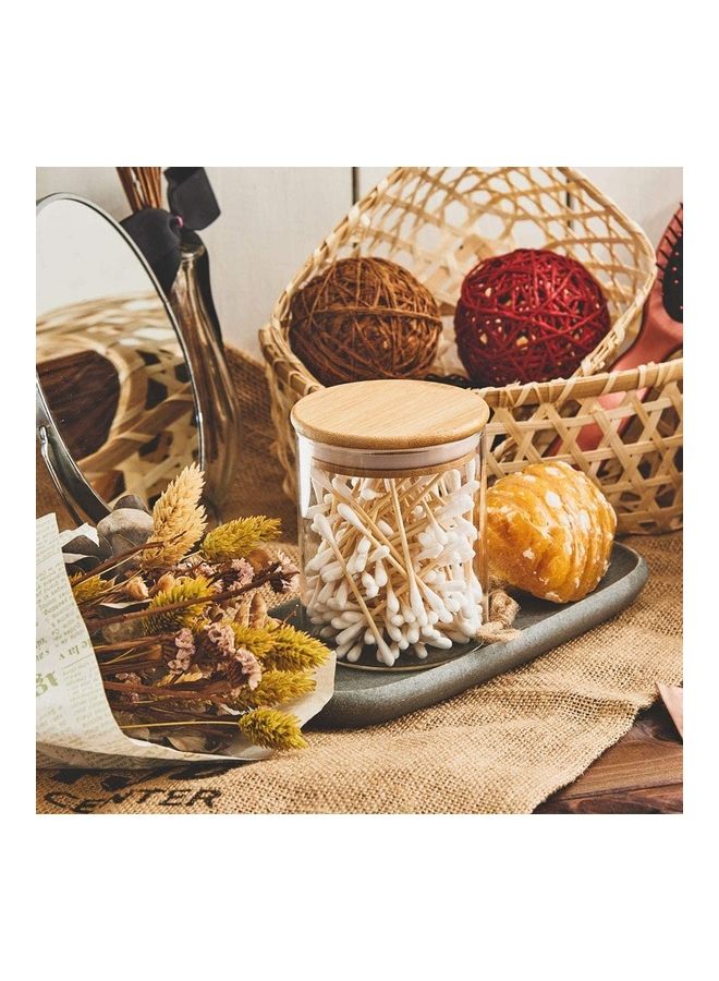 XiuWoo - Set of 8 Food Storage Glass Jar With Bamboo Lid Clear 450ml - Image 1