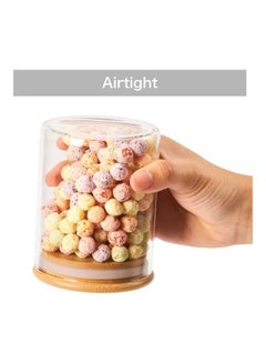 XiuWoo Set of 8 Food Storage Glass Jar With Bamboo Lid Clear 450ml  - Image 5