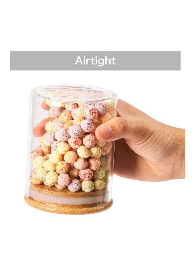 XiuWoo - Set of 8 Food Storage Glass Jar With Bamboo Lid Clear 450ml - Image 1