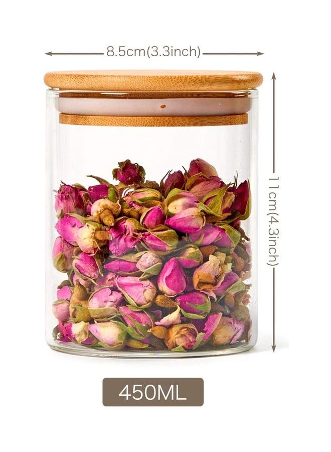 XiuWoo - Set of 8 Food Storage Glass Jar With Bamboo Lid Clear 450ml - Image 1