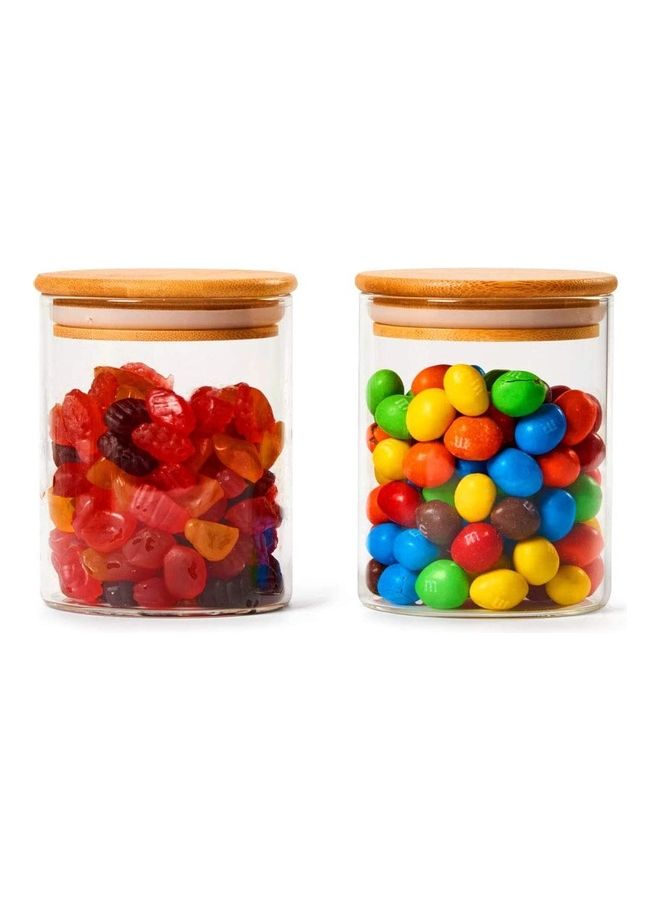 XiuWoo - Set of 8 Food Storage Glass Jar With Bamboo Lid Clear 450ml - Image 1