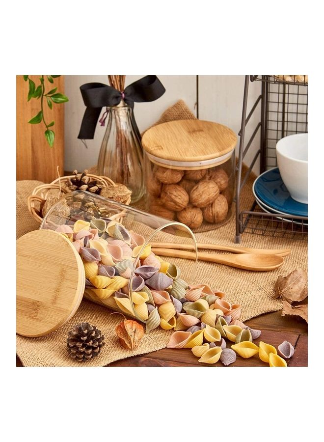 XiuWoo 6-Piece Food Storage Glass Jars with Bamboo Lids Clear 1400ml - Image 2