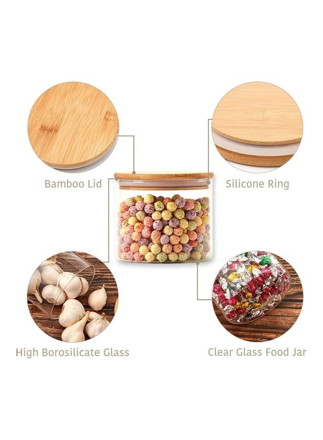 XiuWoo 6-Piece Food Storage Glass Jars with Bamboo Lids Clear 1400ml - Image 4