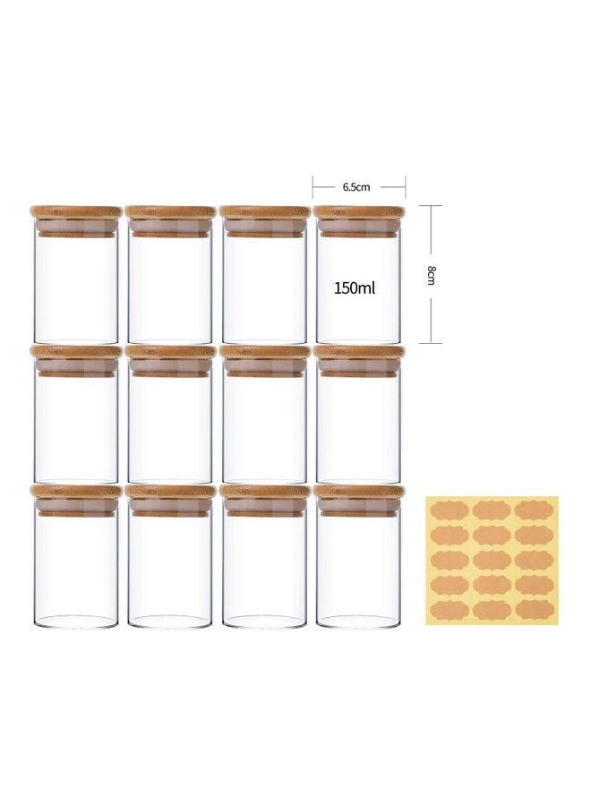 12-Piece Food Storage Glass Jars with Bamboo Airtight Lids Clear 150ml - v1613391628/N44434926A_2