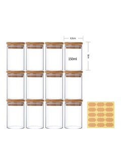 XiuWoo 12-Piece Food Storage Glass Jars with Bamboo Airtight Lids Clear 150ml  - Image 2