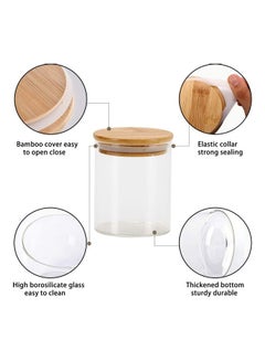 XiuWoo 3-Piece Food Storage Glass Jars with Bamboo Lids Clear 1 x 1000, 2 x 500ml  - Image 3