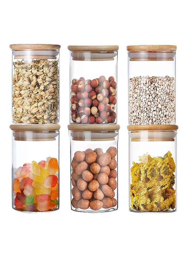 XiuWoo 6-Piece Spices Storage Mini Glass Jars with Marking Stickers Clear 270ml - Image 1