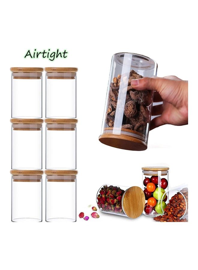 XiuWoo 6-Piece Spices Storage Mini Glass Jars with Marking Stickers Clear 270ml - Image 5
