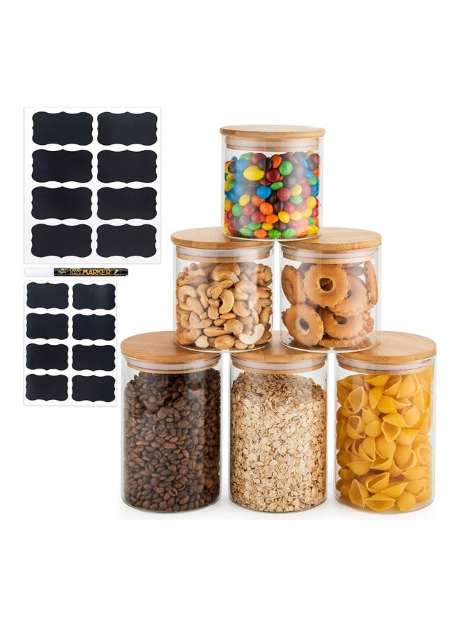 XiuWoo 6-Piece Airtight Glass Jar Set Clear 600 x 3, 1000 x 3ml - Image 1