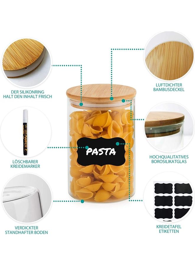 XiuWoo 6-Piece Airtight Glass Jar Set Clear 600 x 3, 1000 x 3ml - Image 5