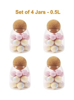 XiuWoo Set of 4 Clear Glass Storage Jar with Cork Ball Clear 4 x 0.5Liters  - Image 2