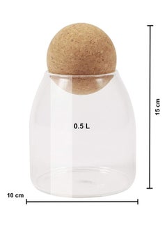 XiuWoo Set of 4 Clear Glass Storage Jar with Cork Ball Clear 4 x 0.5Liters  - Image 4