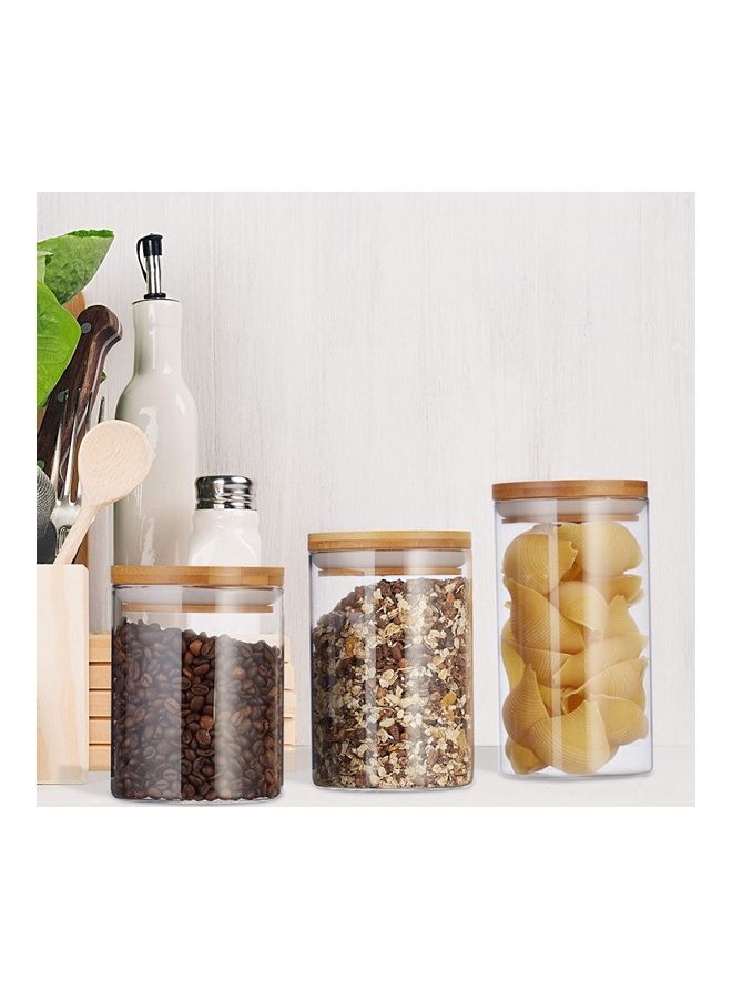 شو وو مجموعة برطمانات تخزين من الزجاج مع أغطية من الخيزران من 3 قطع شفاف 18, 15, 13سم - Image 3