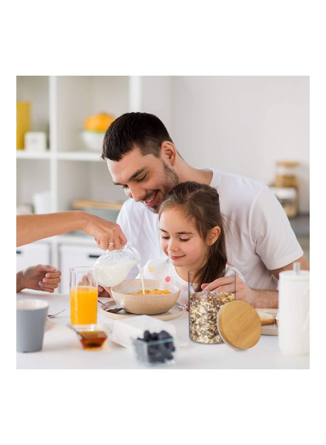 شو وو مجموعة برطمانات تخزين من الزجاج مع أغطية من الخيزران من 3 قطع شفاف 18, 15, 13سم - Image 5