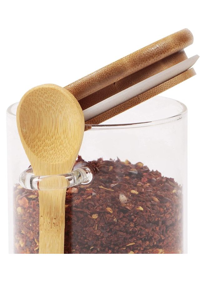 3-Piece Sugar Bowl with Bamboo Lid and Spoon Clear/Brown 500 x 3ml