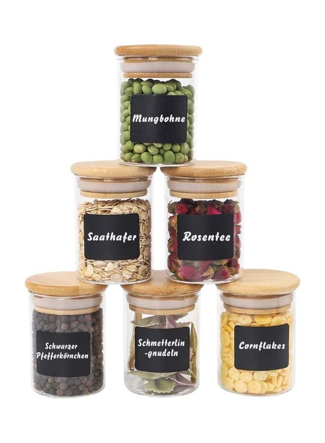 XiuWoo 12-Piece Airtight Glass Jar Set with Stickers 5.3 x 7.8 (12-count)cm - Image 3