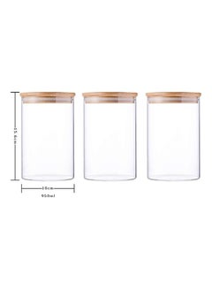XiuWoo 3-Piece Food Storage Glass Jar with Bamboo Airtight Lid Clear 950ml  - Image 2
