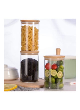 3-Piece Food Storage Glass Jar with Bamboo Airtight Lid Clear 950ml - view 4