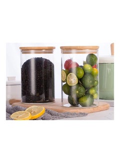 XiuWoo 3-Piece Food Storage Glass Jar with Bamboo Airtight Lid Clear 950ml  - Image 5