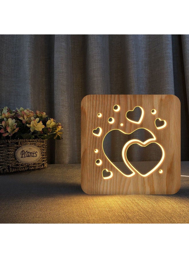 نيت هوم مصباح LED ثلاثي الأبعاد على شكل قلبين بني - Image 1