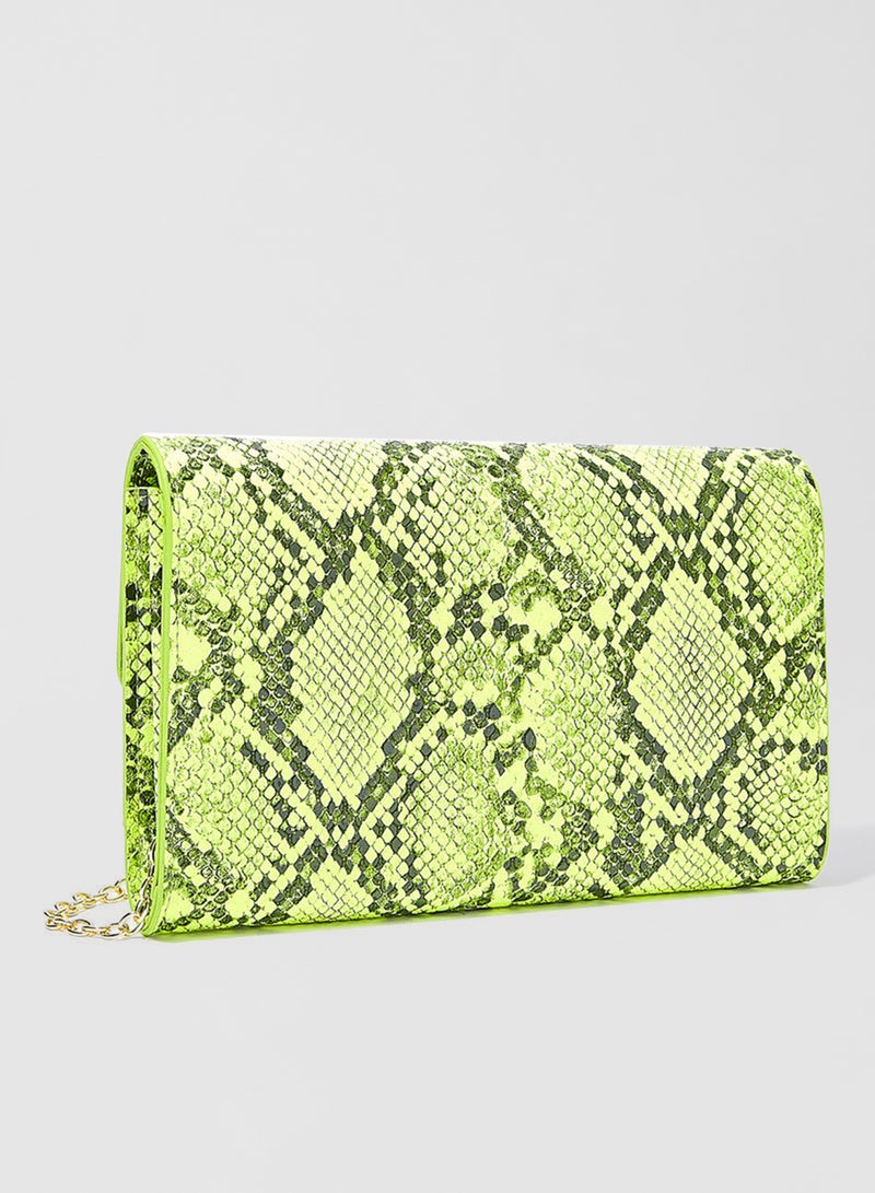 Jove - Snakeskin Print Clutch Green - Image 1