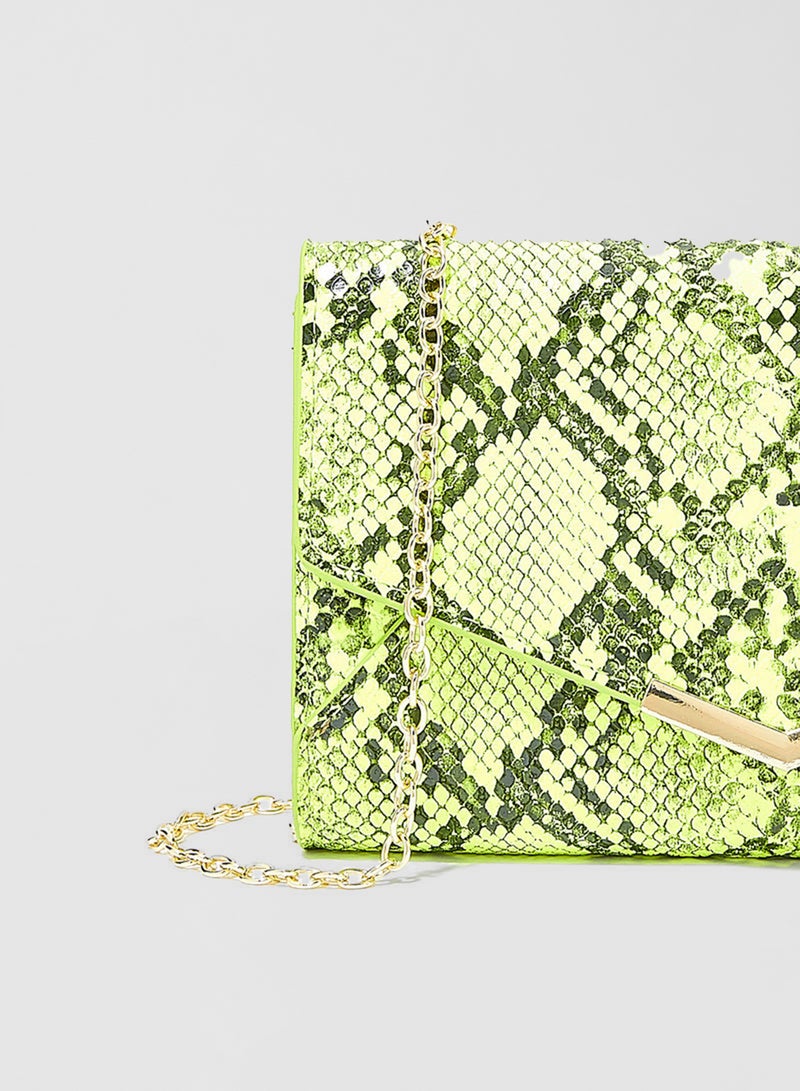 Jove - Snakeskin Print Clutch Green - Image 1