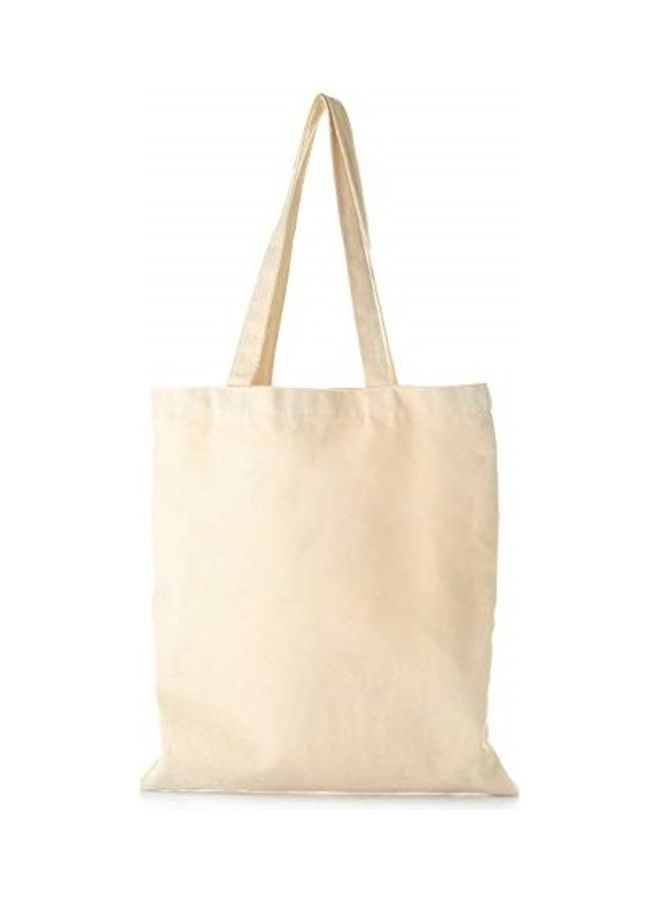 Eco-neutral Plain Reusable Canvas Grocery Bag Beige 42x38cm - Image 1
