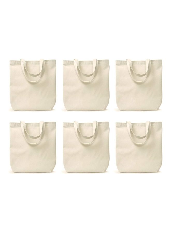 Eco-neutral - 6-Piece Cotton Tote Bags Beige 42x38cm - Image 1