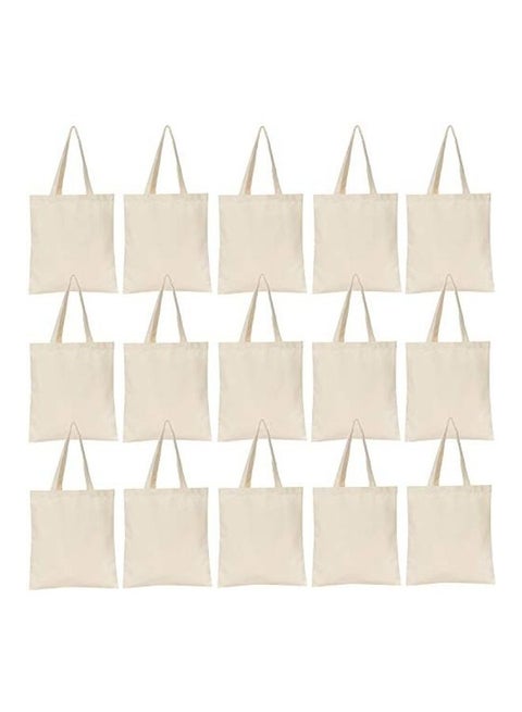 15-Piece Natural Canvas Tote Bags Beige 42x38cm