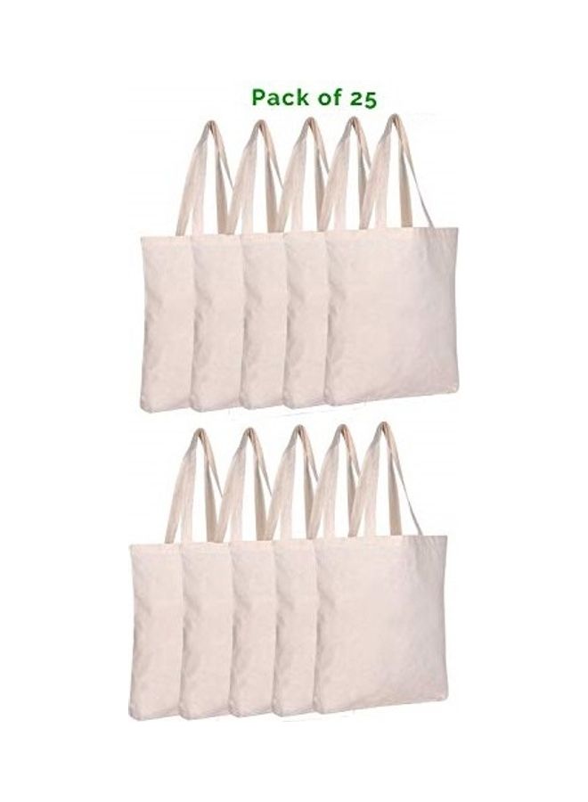 Eco-neutral 25-Piece Natural Cotton Canvas Tote Bags Beige 42x38cm - Image 1