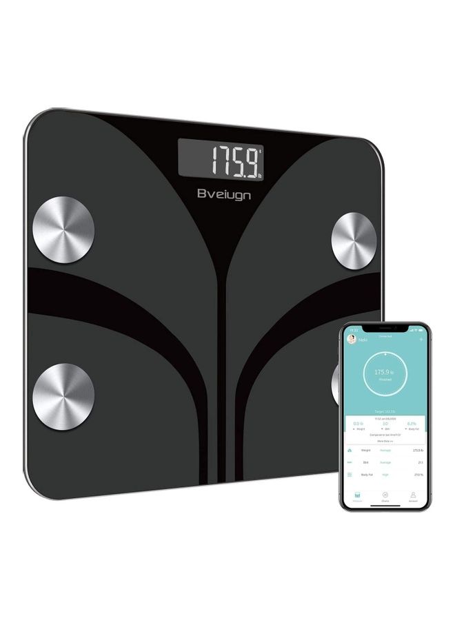 Smart Wireless Digital Bathroom BMI Weight Scale Black 11.81inch  - Image 1