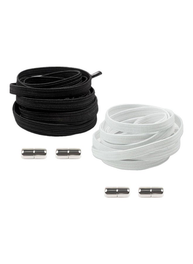 Generic - 2 Pairs No Tie Shoe Laces White/Black - Image 1
