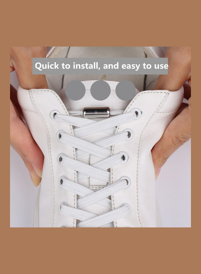 Generic - 2 Pairs No Tie Shoe Laces White/Black - Image 1