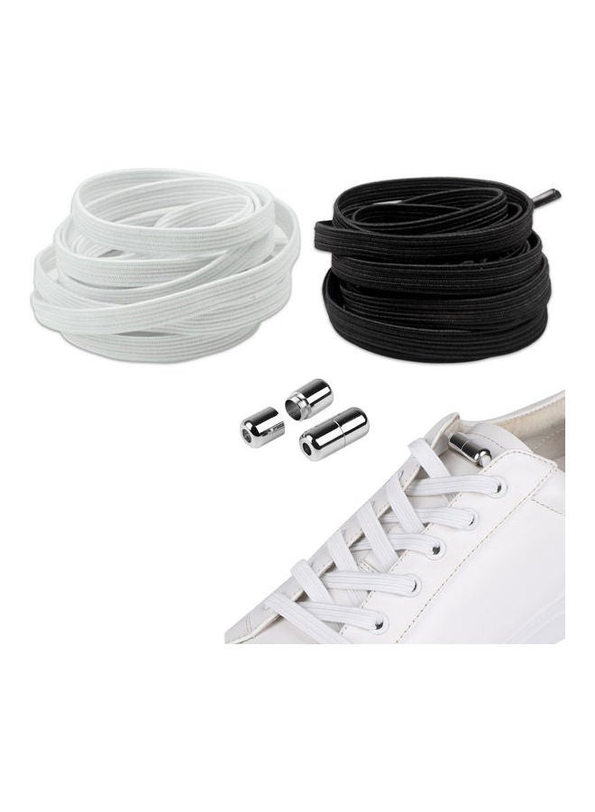 Generic - 2 Pairs No Tie Shoe Laces White/Black - Image 1