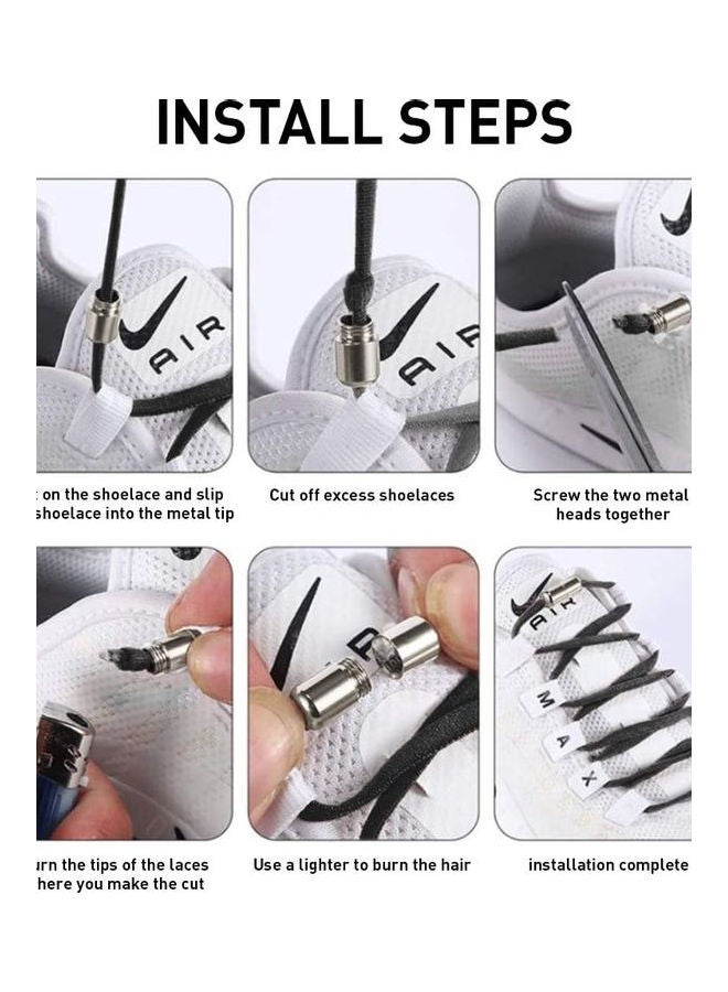 Generic - 2 Pairs No Tie Shoe Laces White/Black - Image 1