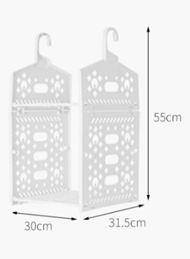 fashionhome 2 Layered Wardrobe Plastic Storage Rack White 30x31.5x55cm - Image 2